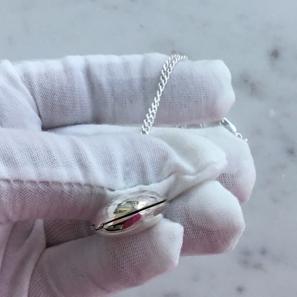 Sale $46 Firm! .925 Sterling Silver Puffed Heart Locket Necklace - Picture 9 of 16